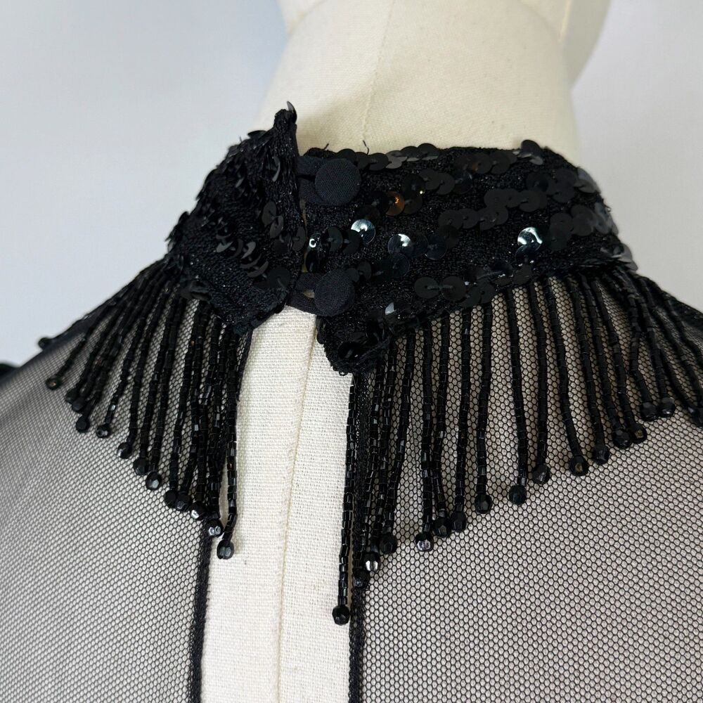 Vintage | New Leaf California Samir | Black Party Glam Goth Choker Dress | Sz 8 - Picture 4 of 12